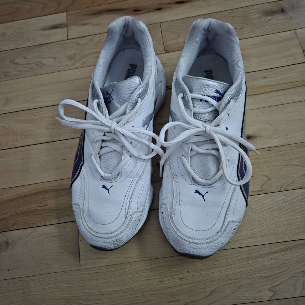 Puma Women's White and Purple Sneakers